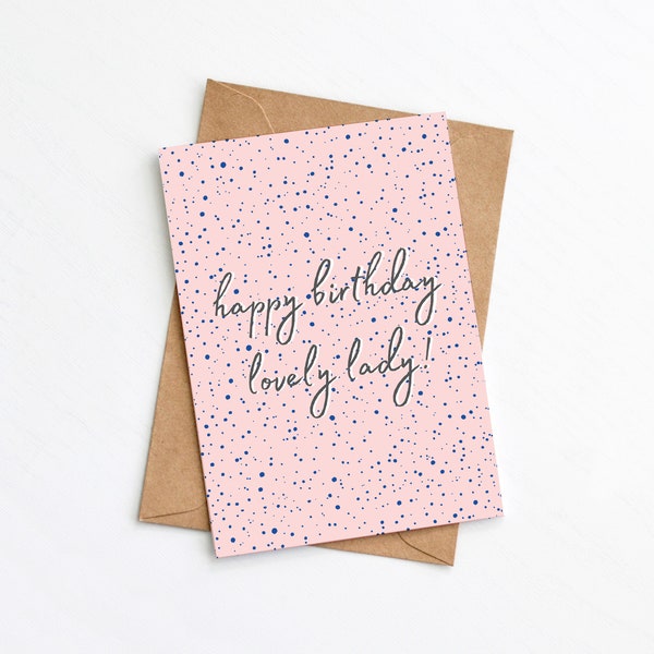 Mooie dame verjaardagskaart, vriend verjaardagskaart, modern, directe kaart verzenden, plastic gratis