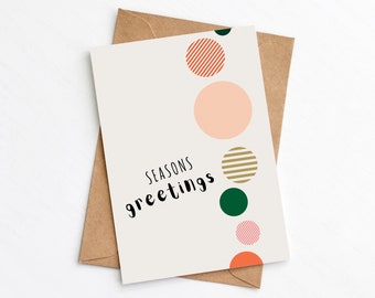 Seasons Greetings Christmas Card, Contemporary Christmas Card, Plastic Free, FSC, Send Direct Option