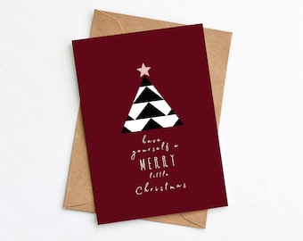 Merry Little Christmas Card, Modern Christmas Card, Eco Friendly, Plastic Free