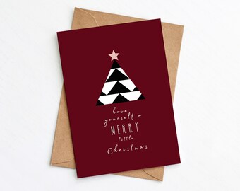 Merry Little Christmas Card, Modern Christmas Card, Eco Friendly, Plastic Free