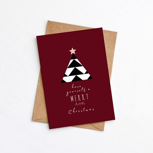 Merry Little Christmas Card, cartolina di Natale moderna, ecologica, senza plastica