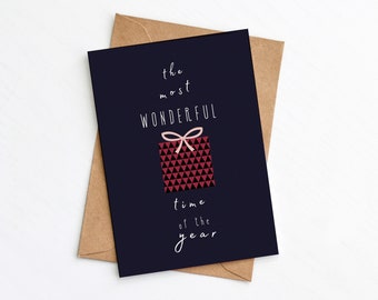 Most Wonderful Time of The Year Card, Christmas Card, Modern Christmas Card Pack, Eco Friendly, Plastic Free