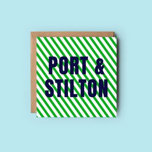 Carte de Noël Porto et Stilton, Carte de Noël moderne, Nourriture de Noël, Sans plastique, Envoi direct