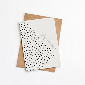 Biglietto di auguri per l'anniversario, anniversario di matrimonio, biglietto romantico, biglietto con stampa a pois, anniversario moderno, senza plastica, invia biglietto direttamente