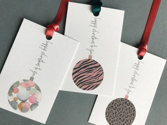 Christmas Gift Tag Set, Luxury Christmas Gift Wrap, Hand Finished, Bauble Gift Tags