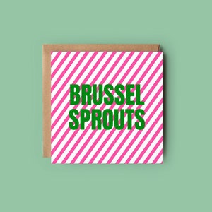 Brussel Sprouts Neon Christmas Card, Modern Christmas, Eco Friendly, Send direct option image 1