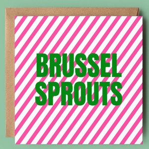 Brussel Sprouts Neon Christmas Card, Modern Christmas, Eco Friendly, Send direct option image 2