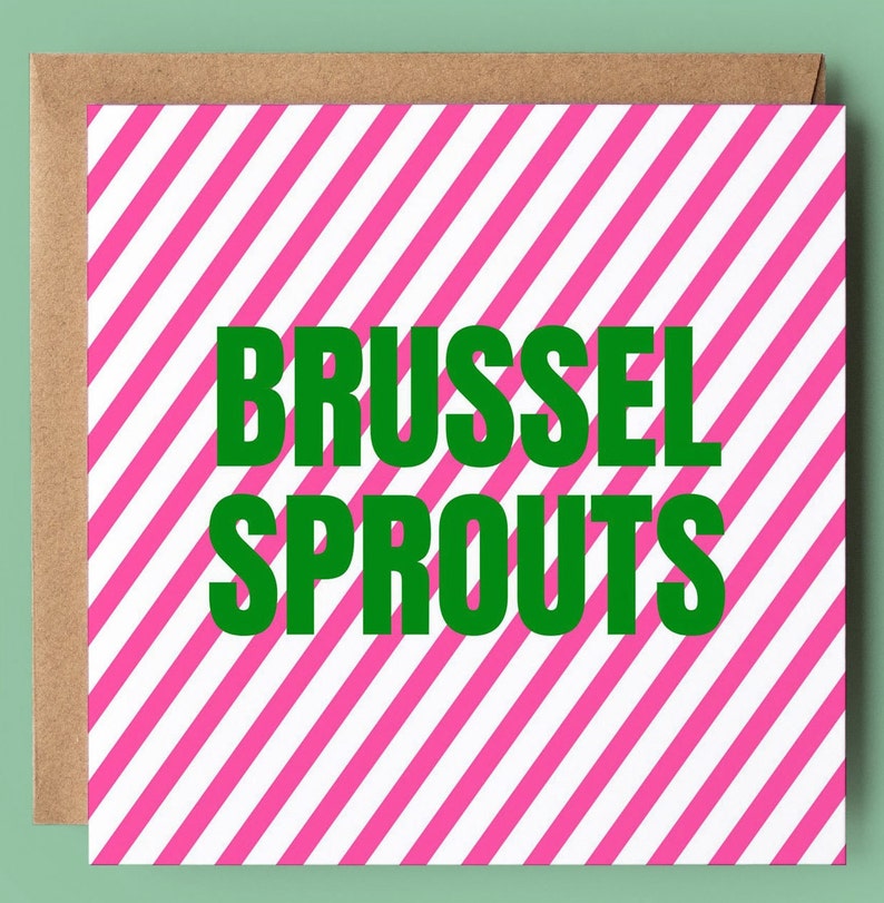 Brussel Sprouts Neon Christmas Card, Modern Christmas, Eco Friendly, Send direct option image 2