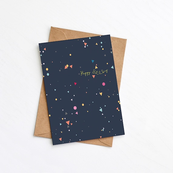 Geometric Birthday Card, Modern Greetings Card, Birthday Card for him, birthday card for her, Plastic Free, Send direct card