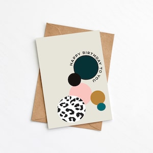 Biglietto di compleanno con stampa circolare, biglietto di auguri moderno, stampa geometrica, invia biglietto diretto, senza plastica