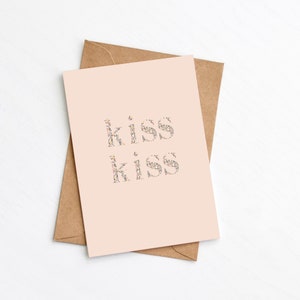 Kuss Kuss Karte, Jubiläumskarte, moderne Liebeskarte, Valentinstag, Hochzeit, Option direkt senden, umweltfreundlich, plastikfrei