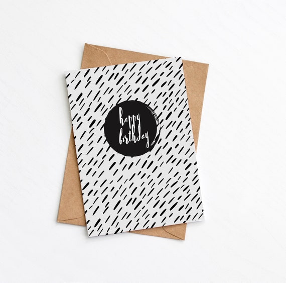 Modern Birthday Card, Minimalist Card, Black Scandi Print, Luxury Card, Plastic Free, Send Direct card