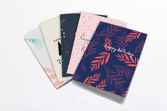 Birthday Card Pack, Contemporary Card Set, Greeting Card Bundle, Modern Greetings Cards, Plastic Free