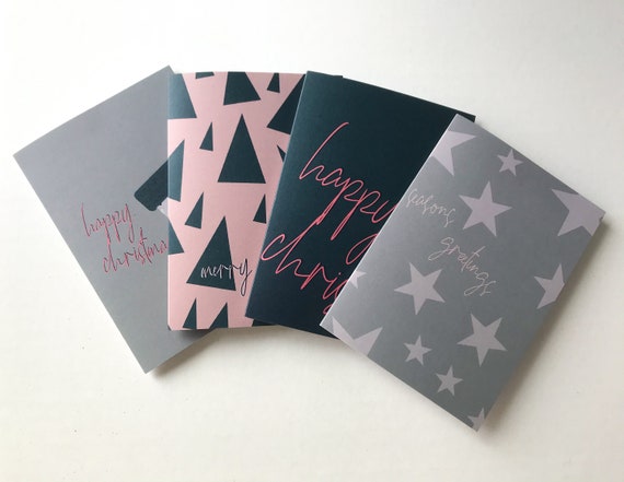 Pack of 8 Modern Christmas Cards, Mixed Design Pack, Luxury Recycled Card, Plastic Free