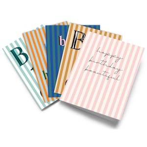 Gestreifte Geburtstagskarte Multi Pack, Kartenbündel, Satz alles Gute zum Geburtstagkarten, moderne Grußkarten