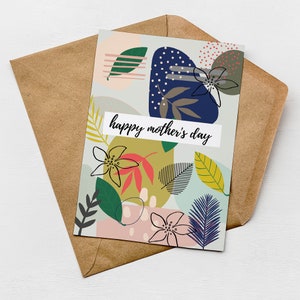 Cartão de feliz dia das mães, cartão para mãe, cartão de avó, estampa floral, amante de plantas, amante de plantas, cartão direto, plástico grátis