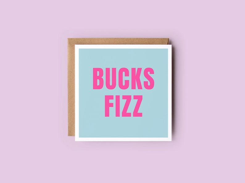 Bucks Fizz Christmas Card, Neon Christmas Card, Contemporary Festive Card, Plastic Free, Send Direct Card image 1