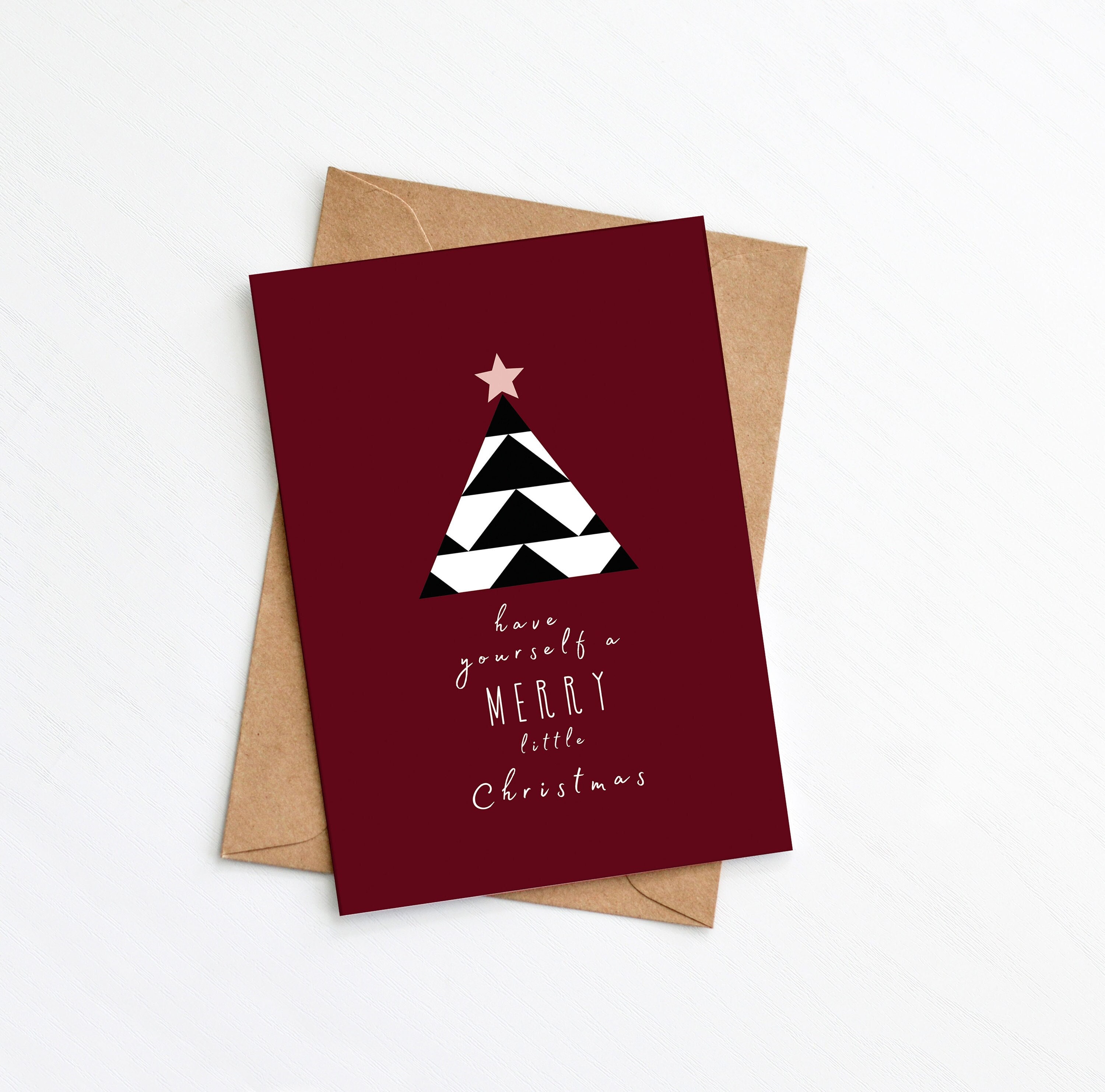Merry Little Christmas Card, Modern Christmas Card, Eco Friendly, Plastic Free