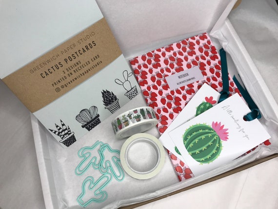 Plant Lovers Gift Set, Succulent Letterbox Gift, Send Direct, Cactus Prints, Stationery Boxed Gift, Washi Tape, Send Direct Gift