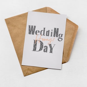 Biglietto di auguri per il giorno delle nozze, biglietto di auguri per matrimonio moderno, sposa, sposo, matrimonio, opzione di invio diretto, senza plastica