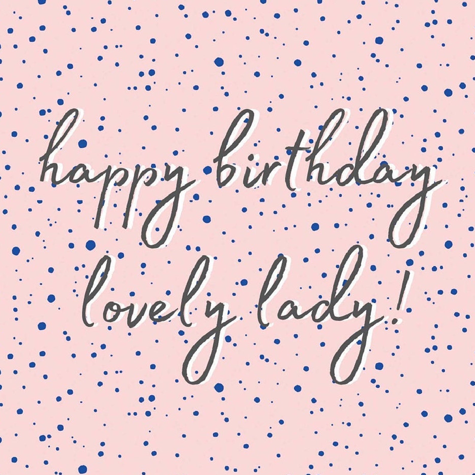 Lovely Lady Birthday Card Modern Birthday Cards Pink Card | Etsy