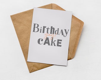 Birthday Cake Yay! Card, Happy Birthday Card, Modern Birthday, Send Direct Option, Plastic Free Card