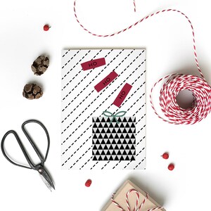 Carte de Noël Ho Ho Ho, Paquet de cartes de Noël écologique, Noël moderne, sans plastique
