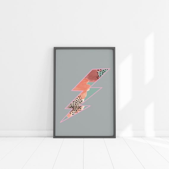 Lightening Print Wall Art, Lightening Bolt, Art Print, Printable Wall Art, Gallery Wall, Celestial Print, Digital Download