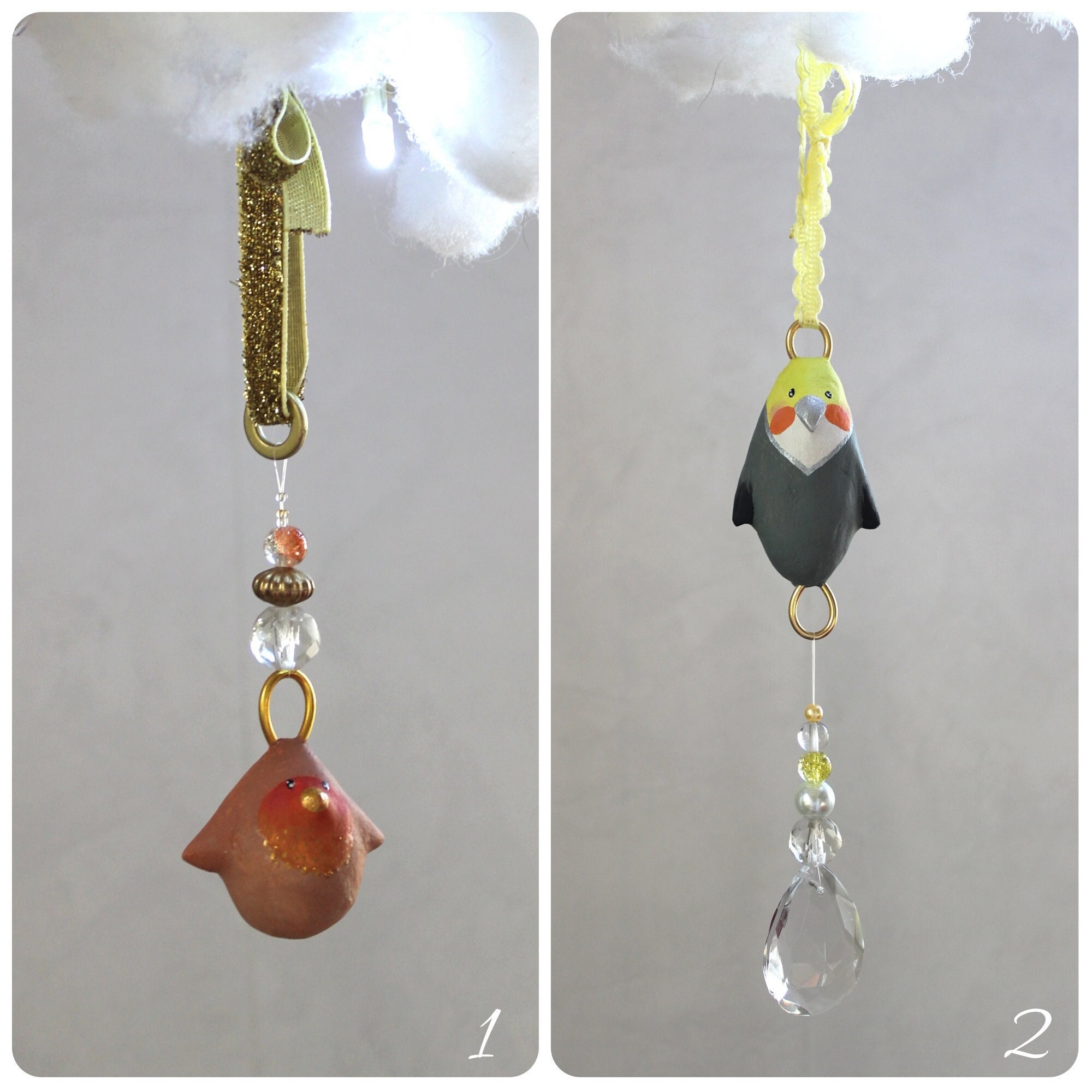 Petits Oiseaux Attrape Soleil Ornement | Vendu à L'unité Birds Sun-Catcher Christmas Ornement | Unit