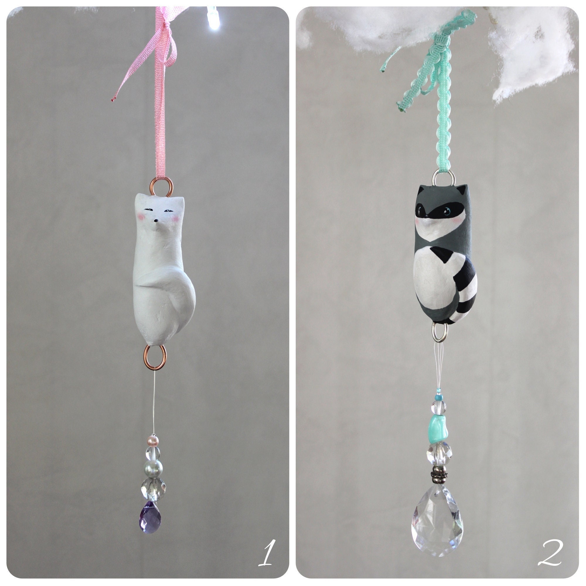 Petit Loup et Raton Laveur Attrape Soleil Ornement | Vendu à L'unité Wolf & Racoon Sun-Catcher Chris