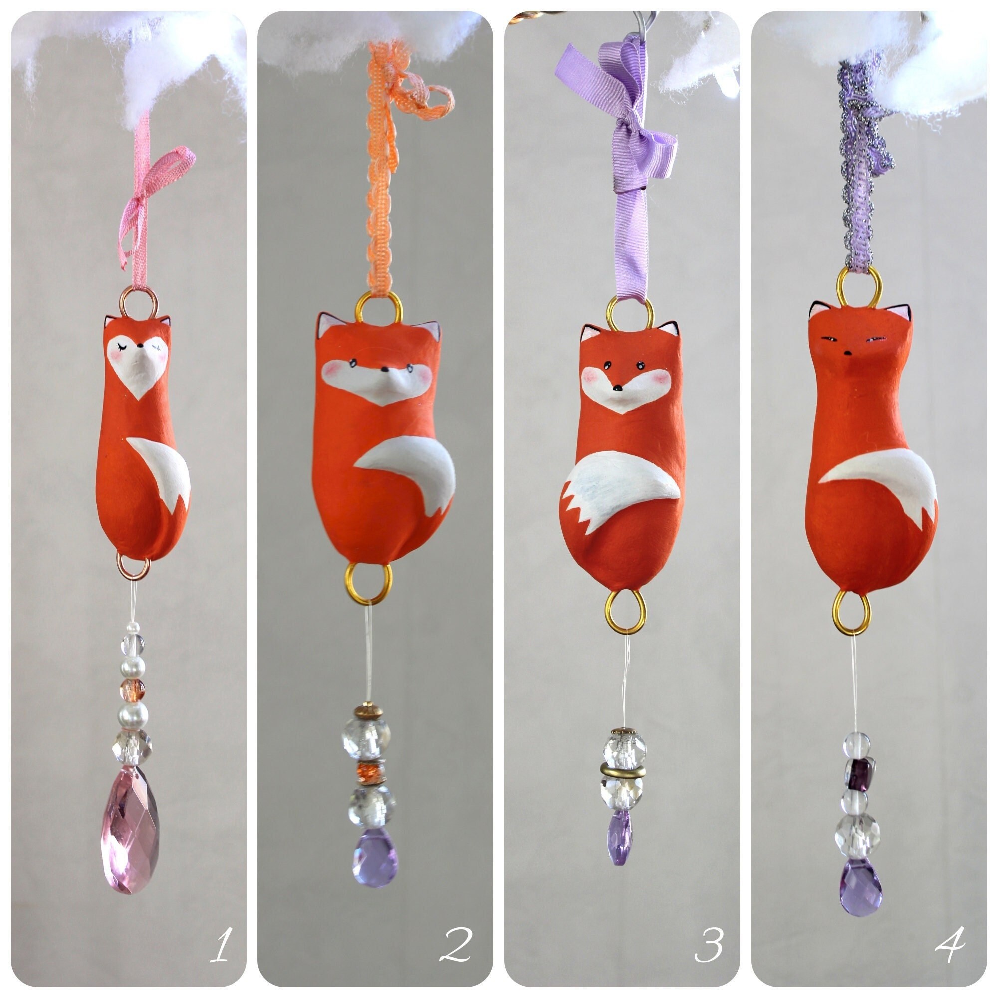 Petits Renards Attrape Soleil Ornement | Vendu à L'unité Fox Sun-Catcher Christmas Ornement | Unit