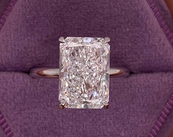 10 Carat E/VVS2 Radiant Cut Lab Diamond Engagement Ring 18k White Gold (IGI Certified)