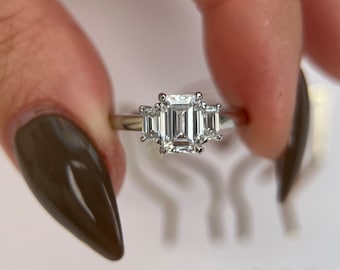 Bague De Fiançailles Diamant Princesse 2,20 CT VVS1 - Or Blanc 14 Carats, Sur Mesure