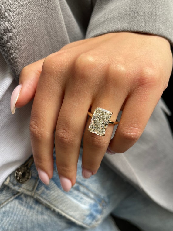 SPECIAL GIGANTIC 8 Carat F Color VS1 Clarity IGI Certified Elongated Radiant Cut Lab Grown Diamond Solitaire Engagement Ring 14k Yellow Gold Etsy