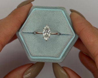 1 Carat IGI CERTIFIED D Color VVS2 Clarity Marquise Cut Lab Grown Diamond Solitaire Engagement Ring  14k White Gold