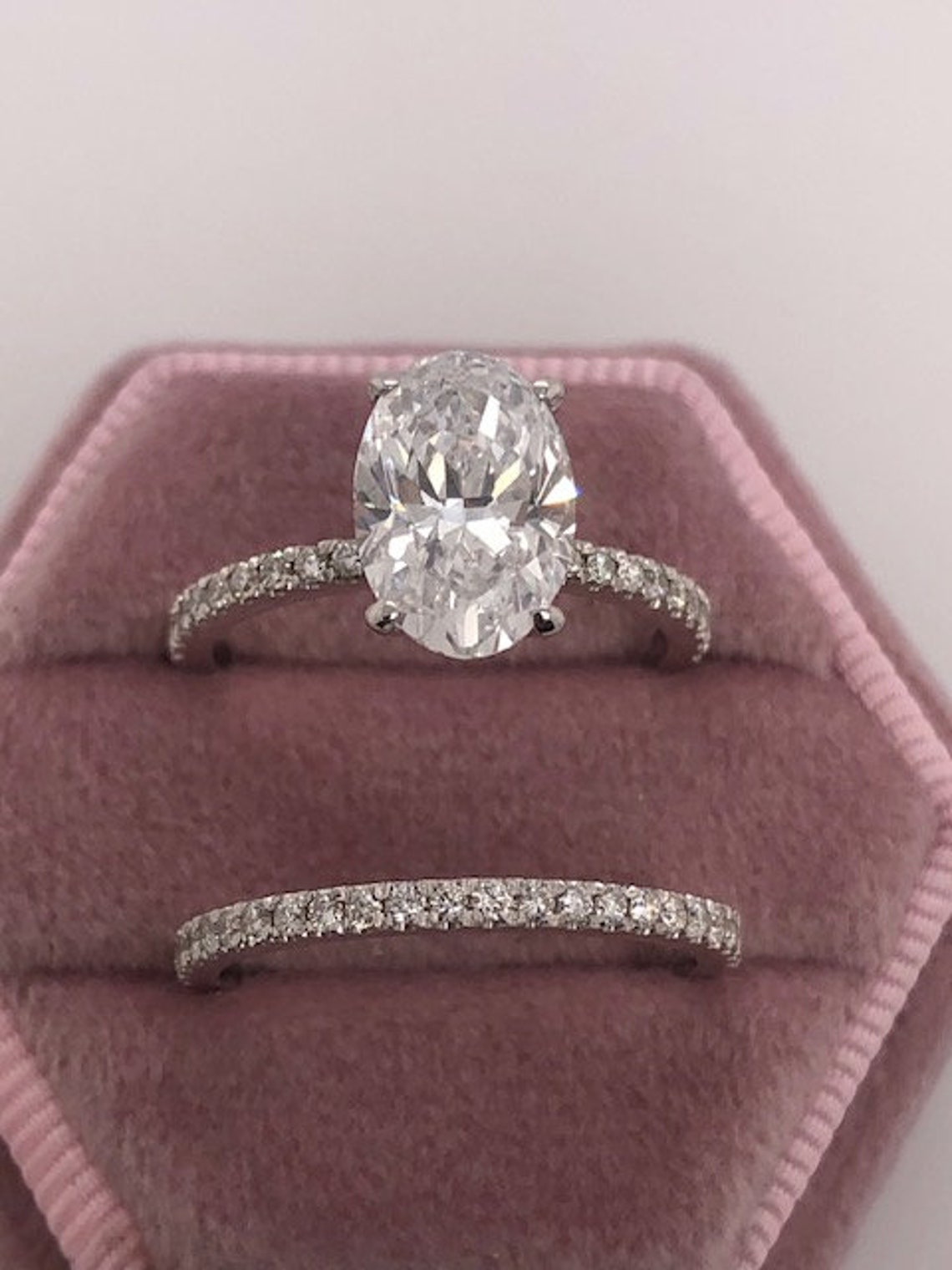 3 Carat Lab Grown Oval Diamond Engagement Ring Set Matching Etsy 3 Carat Lab Grown Oval Diamond Engagement Ring Set Matching Etsy