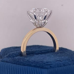One Of a Kind Custom Two Tone 3.1 Carat D VVS2 IGI Certified Round Ideal Cut Lab Grown Diamond Flower Style Hidden Halo Engagement Ring