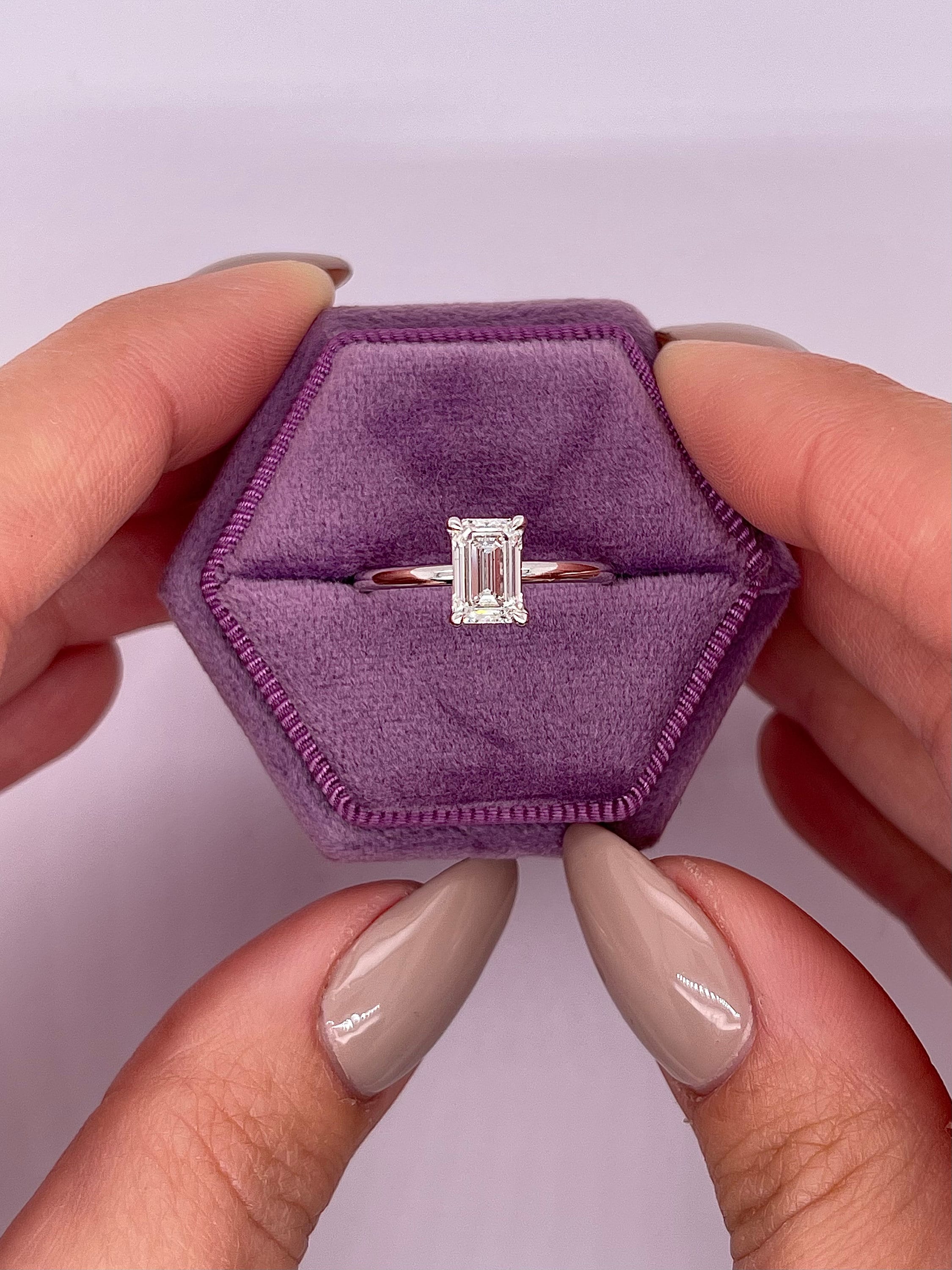 2 Carat D color VVS2 Clarity IGI Certified Emerald Cut Lab Grown Diamond Solitaire Engagement Ring 14k Gold