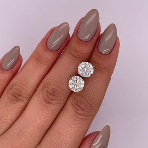 5 carat total weight IGI CERTIFIED D/VVS2 Round Ideal Cut Lab Diamond Stud Earrings, Perfect Matching Lab Grown Diamonds, 14k White Gold