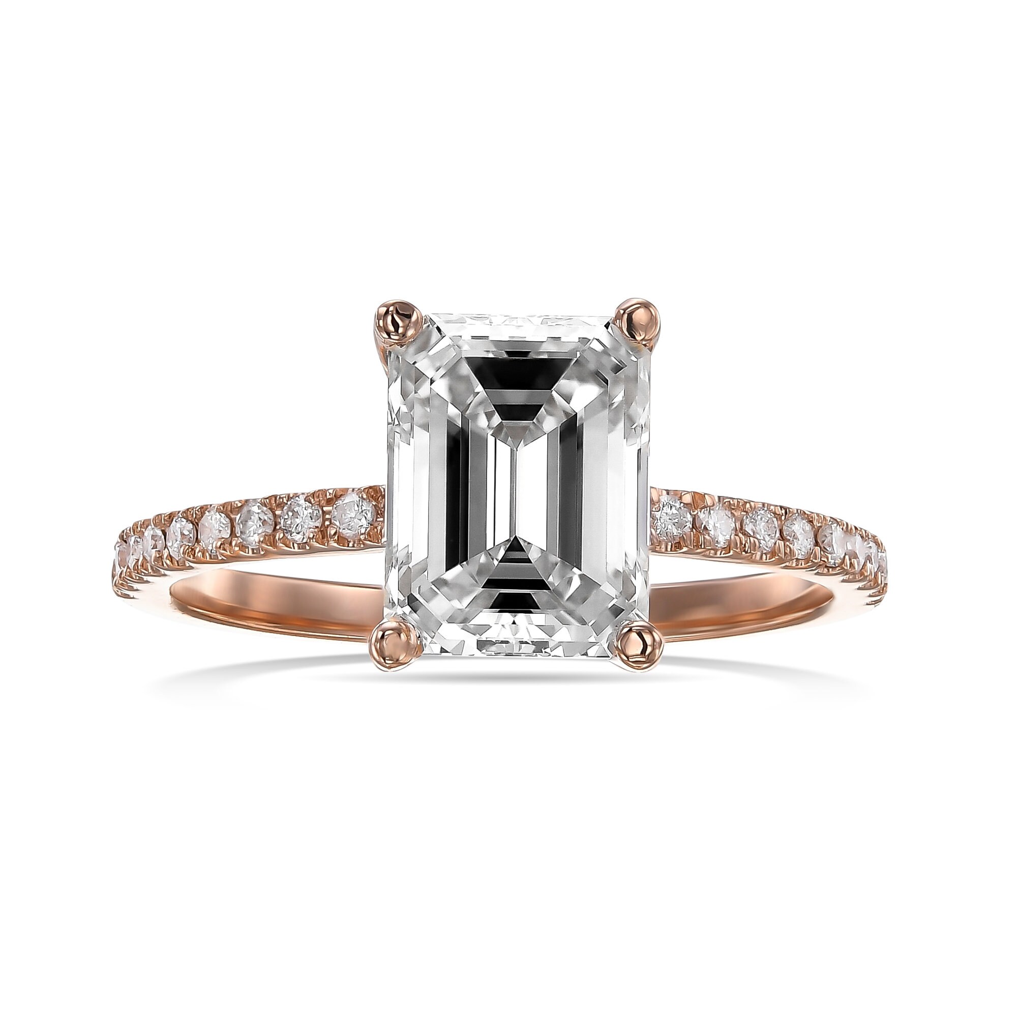 3.5 Carat Lab Grown Emerald Cut Diamond Engagement Ring Etsy