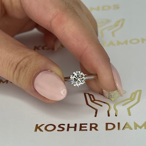 1 Carat D Color VVS1 Clarity Round Brilliant Ideal Cut Lab Grown Diamond Solitaire Engagement Ring, 6 Prongs 14k White Gold IGI Certified