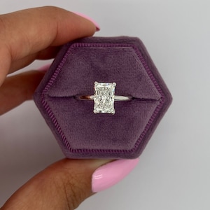 1.5 Carat D Color VVS2 Clarity IGI Certified Elongated Radiant Cut Lab Grown Diamond Solitaire Engagement Ring 14k White Gold