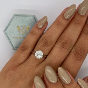 2 Carat IGI CERTIFIED E Color VVS2 Clarity Round Brilliant Ideal Cut Lab Diamond Solitaire Engagement Ring, 6 Prong 14k White Gold