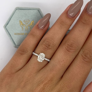1.20 Carat D/VVS2 IGI CERTIFIED Lab Grown Oval Cut Diamond Solitaire Hidden Halo Engagement Ring, Lab Created Diamond Ring, 14k White Gold