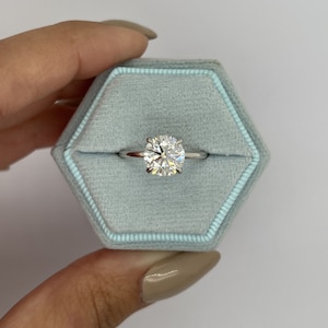 2 Carat E Color VVS2 Clarity IGI Certified Round Brilliant IDEAL Cut Lab Created Diamond Solitaire Ring, 4 Prongs 14k White Gold