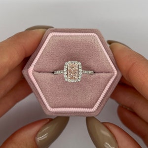 Special Pink Color IGI Certified 1.30 Carat Fancy Intense Pink VS1 Clarity Radiant Cut Lab Diamond  Halo Engagement Ring 14k White Gold