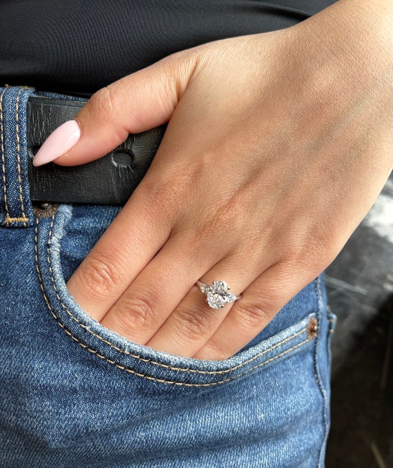 3 Carat IGI Certified E/VVS2 Oval Cut Three Stone Lab Grown