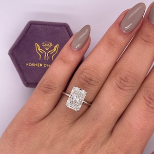 Special Price 4 Carat IGI Certified E Color VVS2 Clarity Elongated Radiant Cut Lab Grown Diamond Solitaire Engagement Ring 14k White Gold