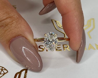 2 Carat IGI Certified  D Color VVS2 Clarity Oval Cut Lab Created Diamond Solitaire Engagement Ring 14k Yellow Gold