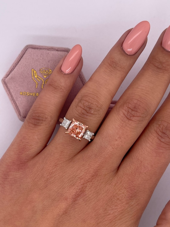 Cubic Zirconia Pink The One Halo Ring Pink high carbon diamond 3 carat – K  Jewellery Co.